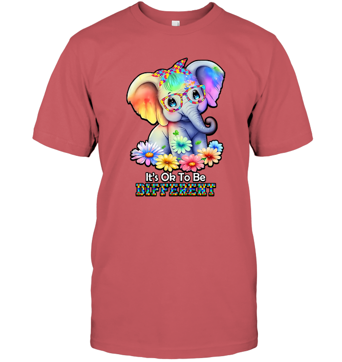 Colorful Elephant Design It's OK To Be Different T-Shirts