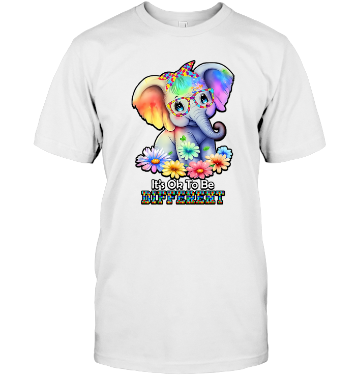 Colorful Elephant Design It's OK To Be Different T-Shirts