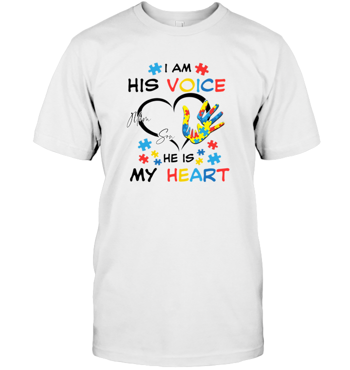 Autism Awareness His Voice My Heart T-Shirts