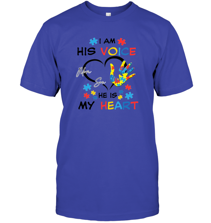 Autism Awareness His Voice My Heart T-Shirts