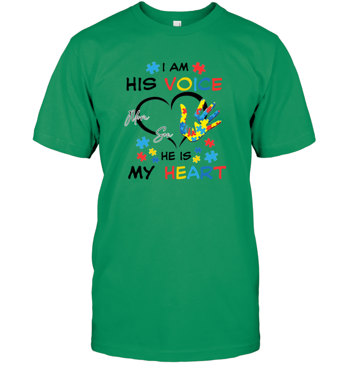 Autism Awareness His Voice My Heart T-Shirts