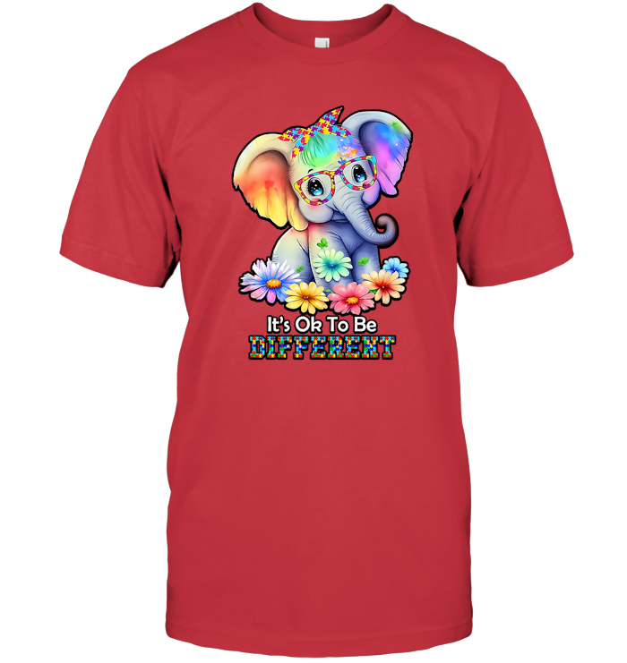 Colorful Elephant Design It's OK To Be Different T-Shirts