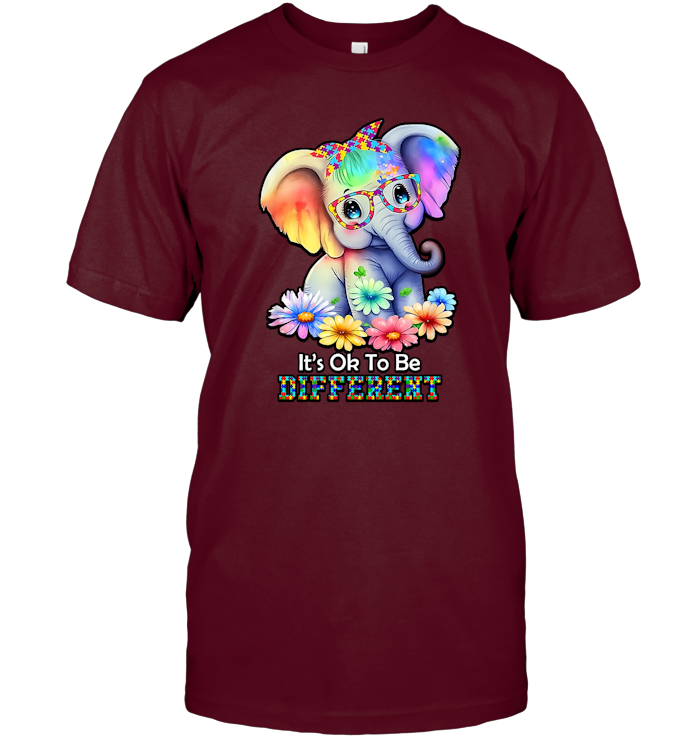 Colorful Elephant Design It's OK To Be Different T-Shirts