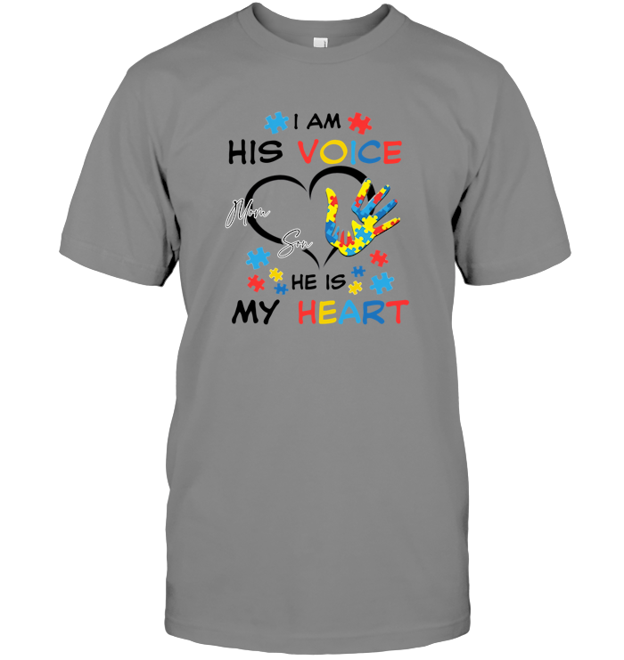 Autism Awareness His Voice My Heart T-Shirts