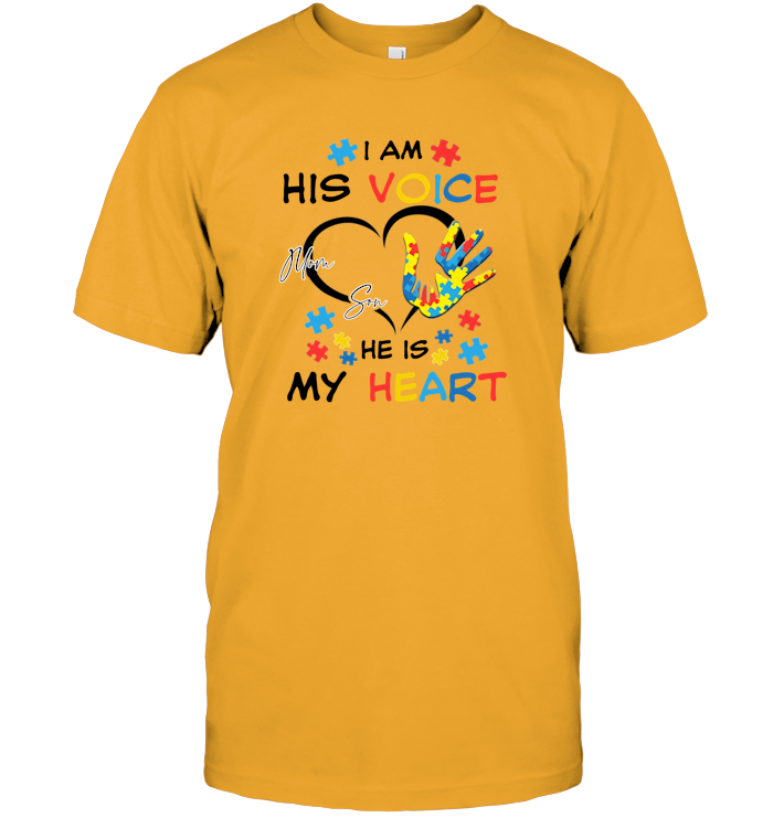 Autism Awareness His Voice My Heart T-Shirts